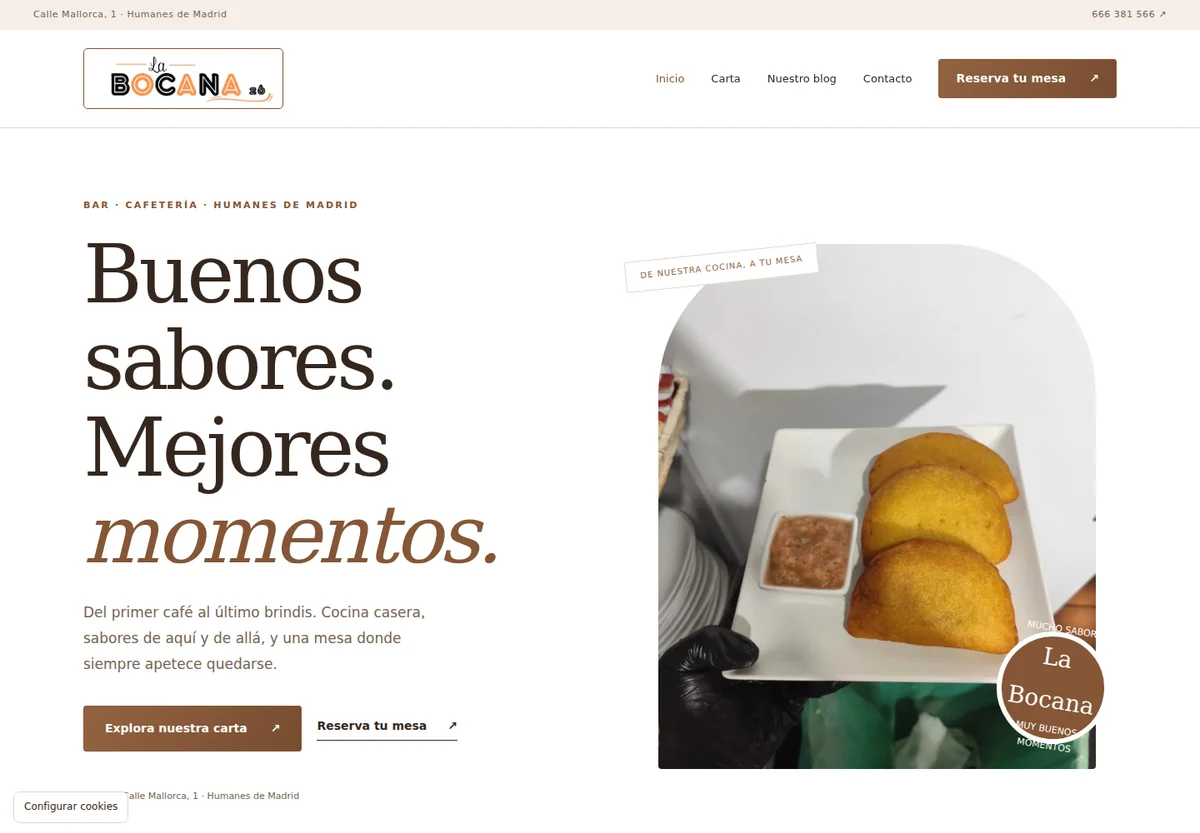 Web de La Bocana 26 en escritorio