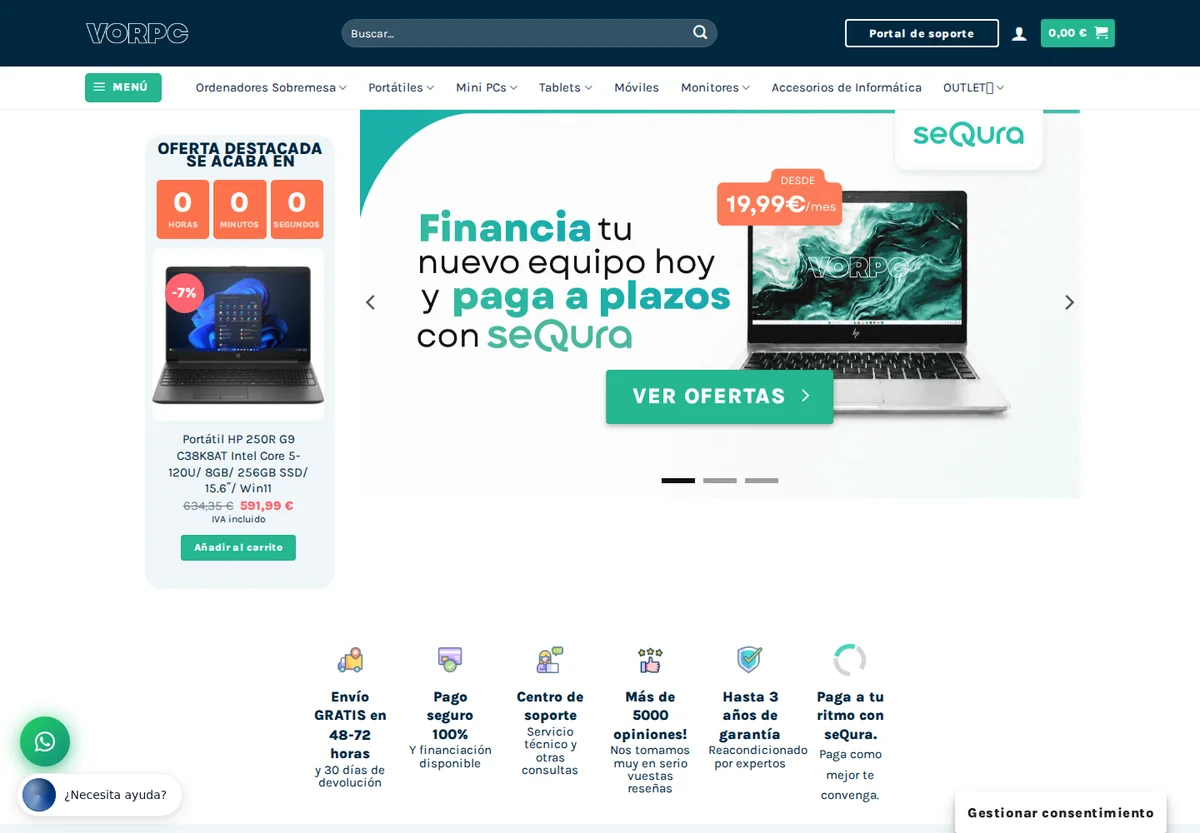 Web de VORPC en escritorio