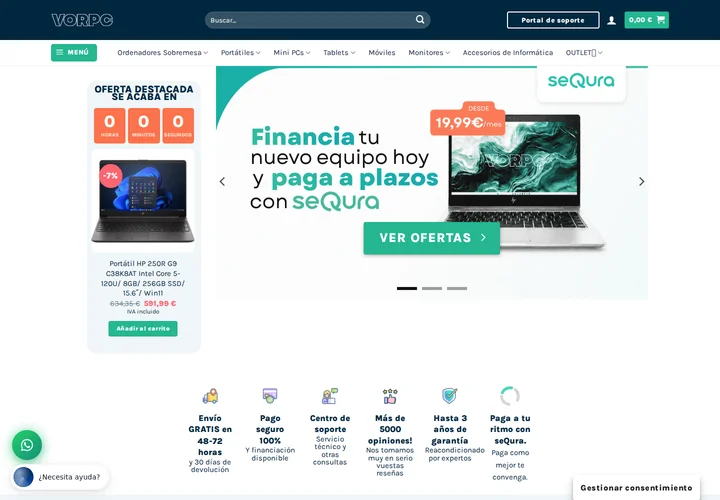 Captura real de la web de VORPC